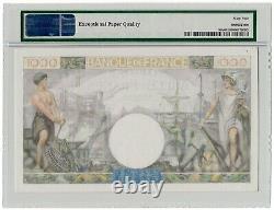 1000 Francs 1941-44 Pick# 96b France, Banque de France PMG 64 EPQ Choice UNC