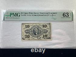 10 Cents Third Issue Fractional Currency Fr#1256 Pmg Choice Unc Epq 63