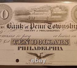 1830's $10 Bank Of Penn Township Philadelphia, PA PMG Proof Choice Unc 63