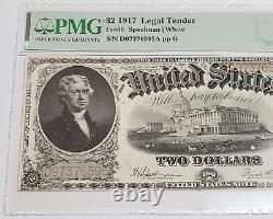1917 $2 Dollar Legal Tender United States Note Fr#60 PMG 58 Choice About UNC