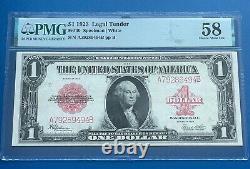 1923 $1 Legal Tender FR40 PMG 58 CHOICE ABOUT UNC, Red Seal! BEAUTY