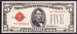 1928 E $5 Legal Tender Red Seal Star Note Fr. 1530 Pmg Choice Unc 64 Epq