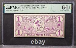 1930's Disney Mickey Mouse Cone Coupon PMG Choice UNC 64 EPQ 1 Cone Red Note