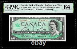1967 REPLACEMENT / STAR CANADA $1 BANK NOTE PMG CHOICE UNC 64 EPQ BC-45bA