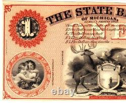 $1 1859-1860's STATE BANK OF MICHIGAN -DETROIT -PMG CHOICE UNC 64 EPQ- RARE WOW