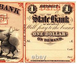 $1 1859-1860's STATE BANK OF MICHIGAN -DETROIT -PMG CHOICE UNC 64 EPQ- RARE WOW