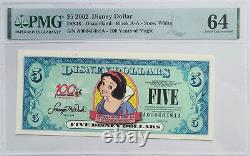 2002 AA Series Snow White $5 Disney Dollar PMG 64 Choice Unc