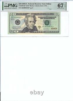 2004 $20 Federal Reserve Note FR2092-K PMG 67 Superb Gen UNC EPQ, Dallas Note