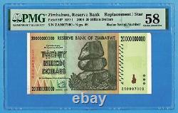 20 Billion Dollars Zimbabwe 2008 P86 PMG 58 Choice About UNC Serial # ZA0007000