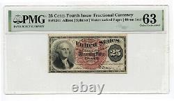 25 Cents Fourth Issue Fr 1301 Fractional Currency PMG 63 Choice Unc G411