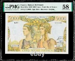 5000 Francs 1949 Pick# 131a France, Banque de France PMG 58 Choice About UNC