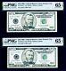 $50 1996 Federal Reserve Star Note Kc 2 Consecutive Serial # Pmg 65 Epq Gem Unc
