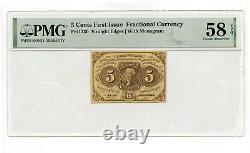 5 Cents First Issue Fr 1230 Fractional Currency PMG 58 EPQ Choice About Unc G404