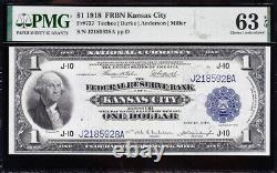 Amazing Crisp CHOICE UNC 1918 $1 Kansas City FRBN Note! PMG 63 EPQ! FREE SHIP