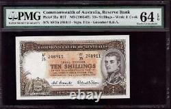 Australia 10 shillings banknote Pick# 33a 1961-65 PMG Choice UNC64 EPQ