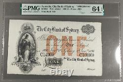 Australia Bank of Sydney 1896 1 Pound Specimen Note PMG CU64 Choice UNC CU