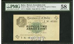 British India 2 Rupees, 8 Annas Calcutta KGV 1917 Pick 2 PMG Choice About Unc 58