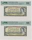 Canada 15 Modified Notes In A Row $20 Dollars 1954 Bc41b Pmg 64 Choice Unc Epq