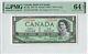 Canada 1 Dollar 1954, Bc-29a, Devils Face, Coyne Towers, Pmg 64 Epq Choice Unc