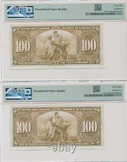 CANADA 2 IN A ROW 100 DOLLARS 1937 BC-27c COYNE-TOWERS PMG 63 CHOICE UNC EPQ
