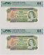 Canada 2 Notes In A Row $20 Dollars 1969 Bc50b Wb5534776-7 Pmg 64 Choice Unc