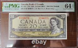 CANADA 5 MODIFIED NOTES IN A ROW $20 DOLLARS 1954 BC41b PMG 64 CHOICE UNC EPQ
