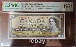 CANADA 5 MODIFIED NOTES IN A ROW $20 DOLLARS 1954 BC41b PMG 64 CHOICE UNC EPQ