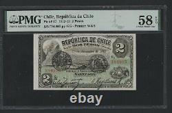 Chile 2 Pesos 1917 Pick # 17 Pmg 58 Choice About Unc Epq