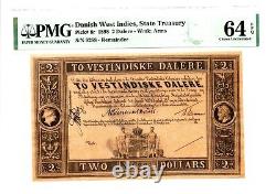 Danish West Indies 2 Dalere 1898 Pick 8r Remainder PMG Choice Unc. 64 EPQ