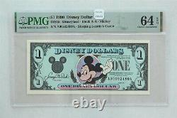 Disney Dollar 1990 Dollar PMG Choice UNC 64EPQ DIS15. Mickey. Sleeping Beauty's