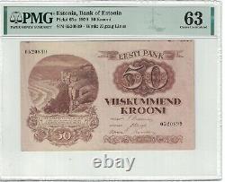 Estonia 50 Krooni 1929 Pick# 65a PMG 63 Choice UNC. #PL1371