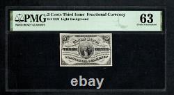 FR1226 3c US FRACTIONAL CURRENCY Graded PMG63 Choice Unc A1