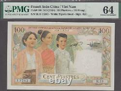 French Indochina 100 Piastres Note P-108 ND 1954 Choice UNC PMG 64