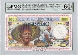 Guadeloupe 1000 Francs Specimen Nd(1960) Pick39s Pmg64 Choice Unc