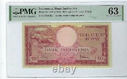 Indonesia, 50 Rupiah, 1957, P-50, PMG 63 Choice UNC