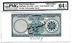 Iraq Central Bank 1 Dinar ND (1959) Pick 53bs Specimen PMG Choice Unc. 64 EPQ