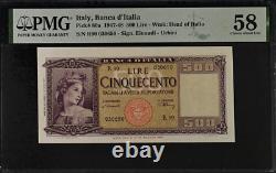 Italy 500 Lire 1947 P 80 a Choice UNC PMG 58