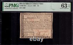 July 2 1780 $4 Rhode Island Colonial Note Ri-285 Pmg Choice Unc 63 Epq