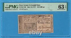 NJ-106 New Jersey Colonial Note June 14, 1757 30 Shillings PMG Choice Unc 63 EPQ