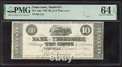 Nashville, Bank of Tennessee 10 Cents Dec. 1, 1861 PMG Choice UNC 64 EPQ Finest