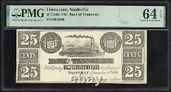 Nashville, Bank of Tennessee 25 Cents Dec. 1, 1861 PMG Choice UNC 64 EPQ Finest