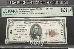 NobleSpirit (CO) 1929 Harrisburg PA National Currency $5 PMG 63 EPQ Choice Unc