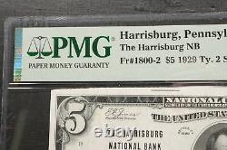 NobleSpirit (CO) 1929 Harrisburg PA National Currency $5 PMG 63 EPQ Choice Unc