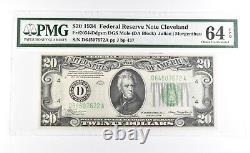 PMG64 Choice Unc EPQ 1934 $20 Cleveland OH US FRN Green Seal Fr#2054-Ddgsm 0946
