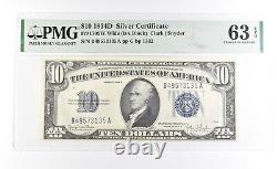 PMG 63 Choice Unc EPQ 1934 D $10 Silver Certificate Blue Seal Fr#1705W 1003