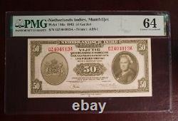 PMG 64 Choice UNC 1943 NETHERLANDS INDIES 50 Gulden