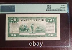 PMG 64 Choice UNC 1943 NETHERLANDS INDIES 50 Gulden