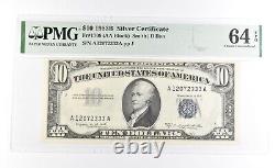 PMG 64 Choice Unc EPQ 1953 B $10 Silver Certificate Blue Seal Fr#1708 0968