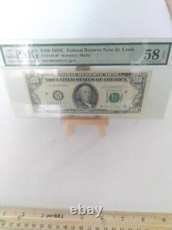PMG Choice About Unc 58EPQ Fr. 2166-H 1969C $100 Federal Reserve Star Note