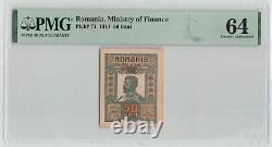 ROMANIA 50 Bani 1917, P-71 Ministry of Finance, PMG 64 Choice UNC, Well Centered